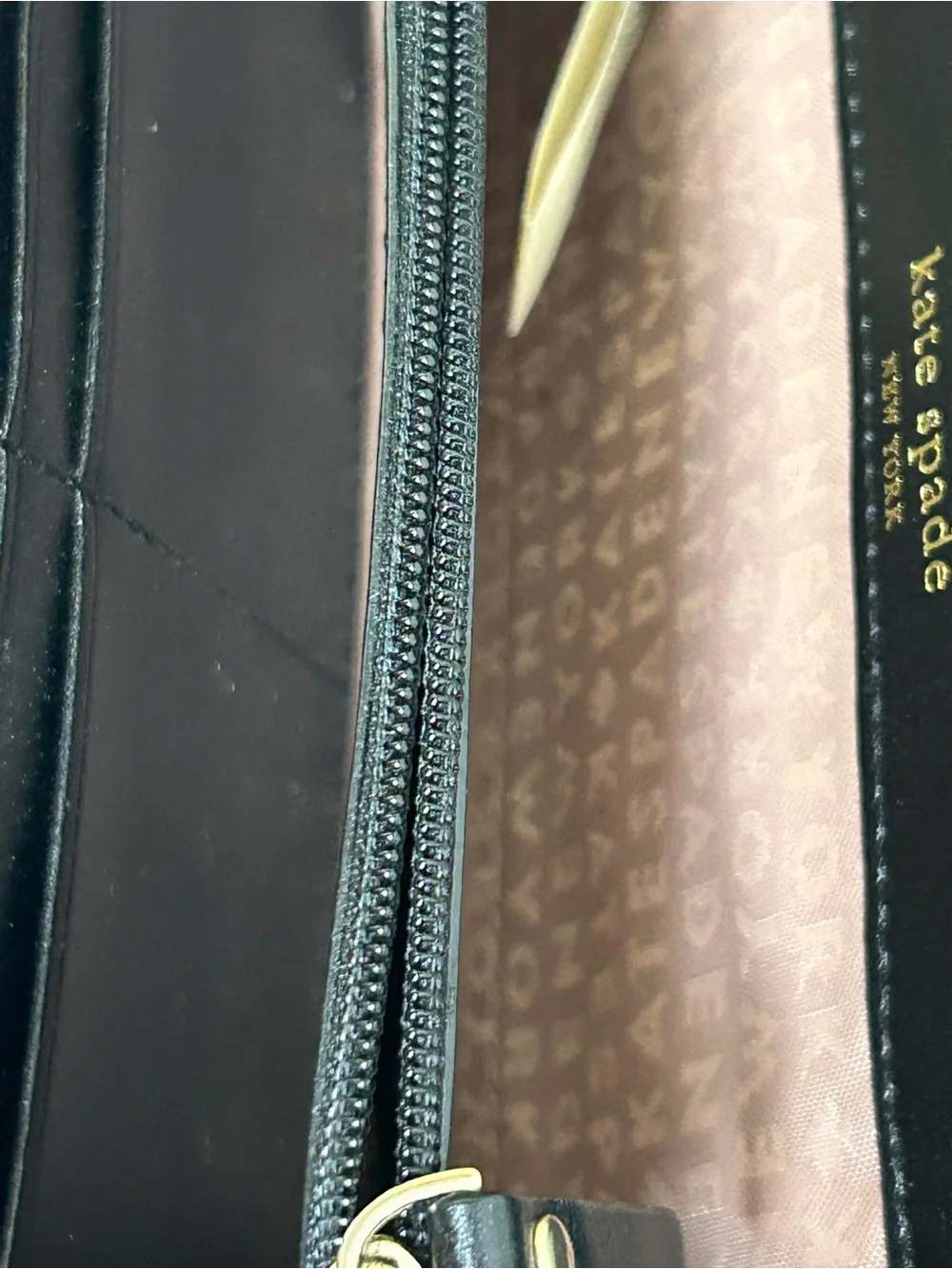 kate spade Vintage black wallet w/pink and blush bubble print Approx. 7 x 4